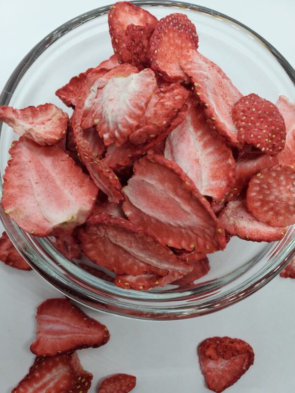 Image of freeze-dried strawberries nearby